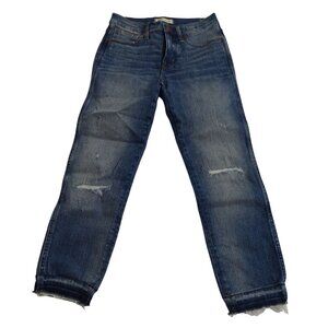 Madewell 9" High Rise Skinny Jeans Women Size 26 Rip New York Wash Denim K1868